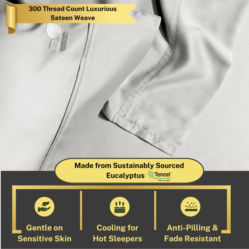 ArthCrafted غطاء لحاف كوين من تينسل يوكاليبتوس النمساوي 100% من أرث كرافتد، مجموعة غطاء لحاف فاخرة باردة مع 8 حلقات زاوية، 1 غطاء لحاف فندقي كبير، 2 وسائد، ناعم كالحرير، خفيف الوزن (رمادي بارد، 3 قطع كوين) - Image 4